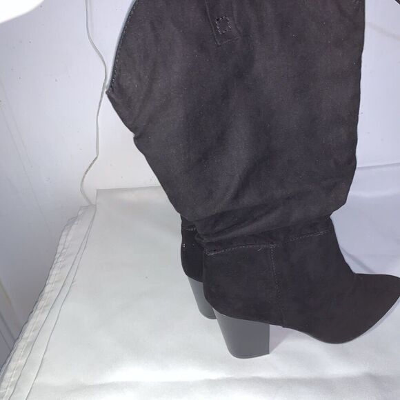 Women's Sock Fashion Boots Kohl's SO size 9 Mid Calf , Black Suade Block Heel - Picture 8 of 15